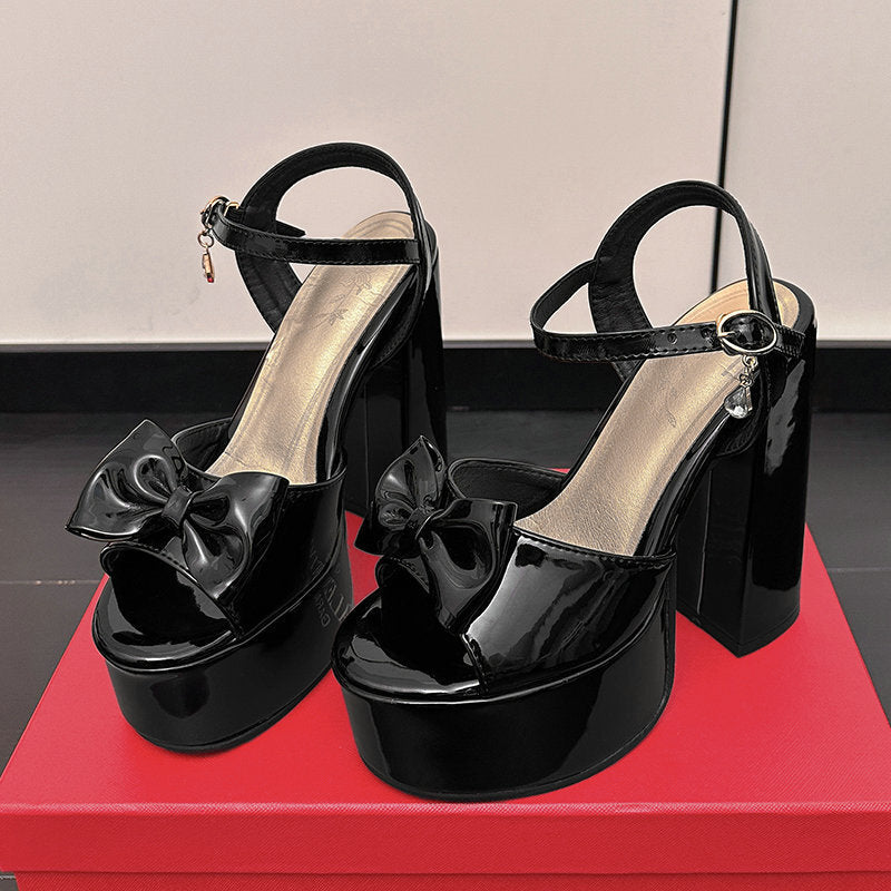 Damen-Sandalen mit Blockabsatz und ultrahohem Absatz, offener Zehenpartie