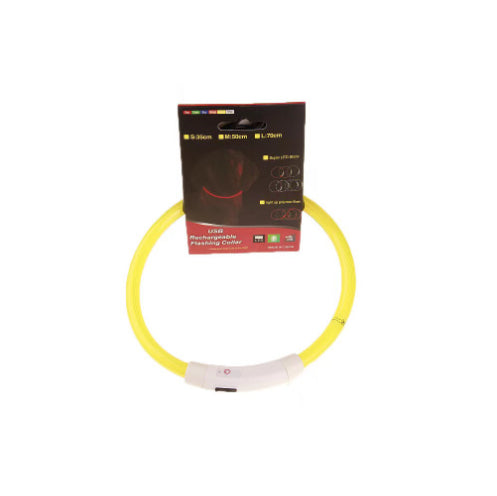 Glowing Pet Flashing Collar by Bucciato, USB rechargeable safety collar with LED lights for night walking and visibility.
