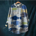 Chinese Style Bamboo Linen Printed Fashion Polo Collar Shirt