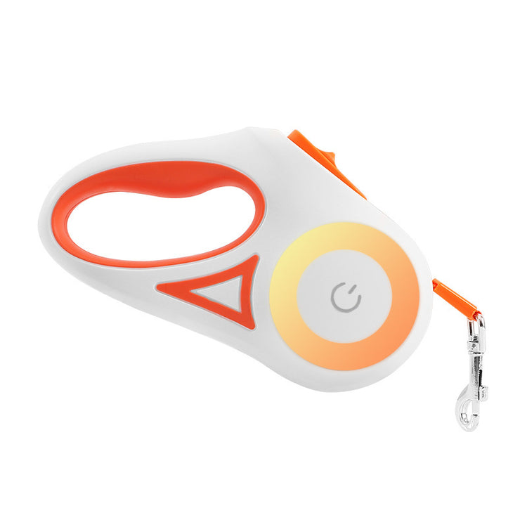 Retractable dog leash and collar set with spotlight, suitable for small and medium pets, featuring automatic traction and durable design.