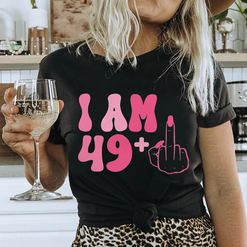 Women's Letter-Print Loose T-Shirt Casual Crew-Neck Top