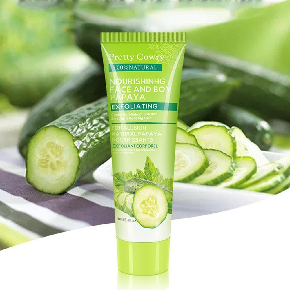 Cucumber Coconut Papaya Facial Exfoliating Gel Cream Body Cleansing,(clean, fresh, and premium but mass-appeal).