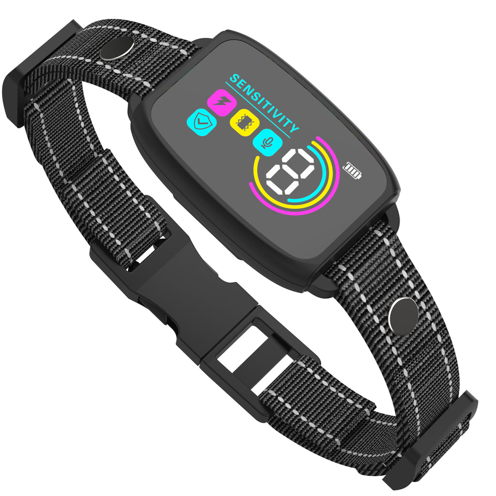 Intelligentes, automatisches Antibellhalsband für Hunde, wiederaufladbar, mit HD-Digitalanzeige, IP67 wasserdicht.