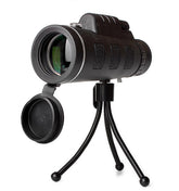 Bucciato compatible monocular telescope with zoom, built-in compass, phone clip, and tripod for outdoor viewing and photography.