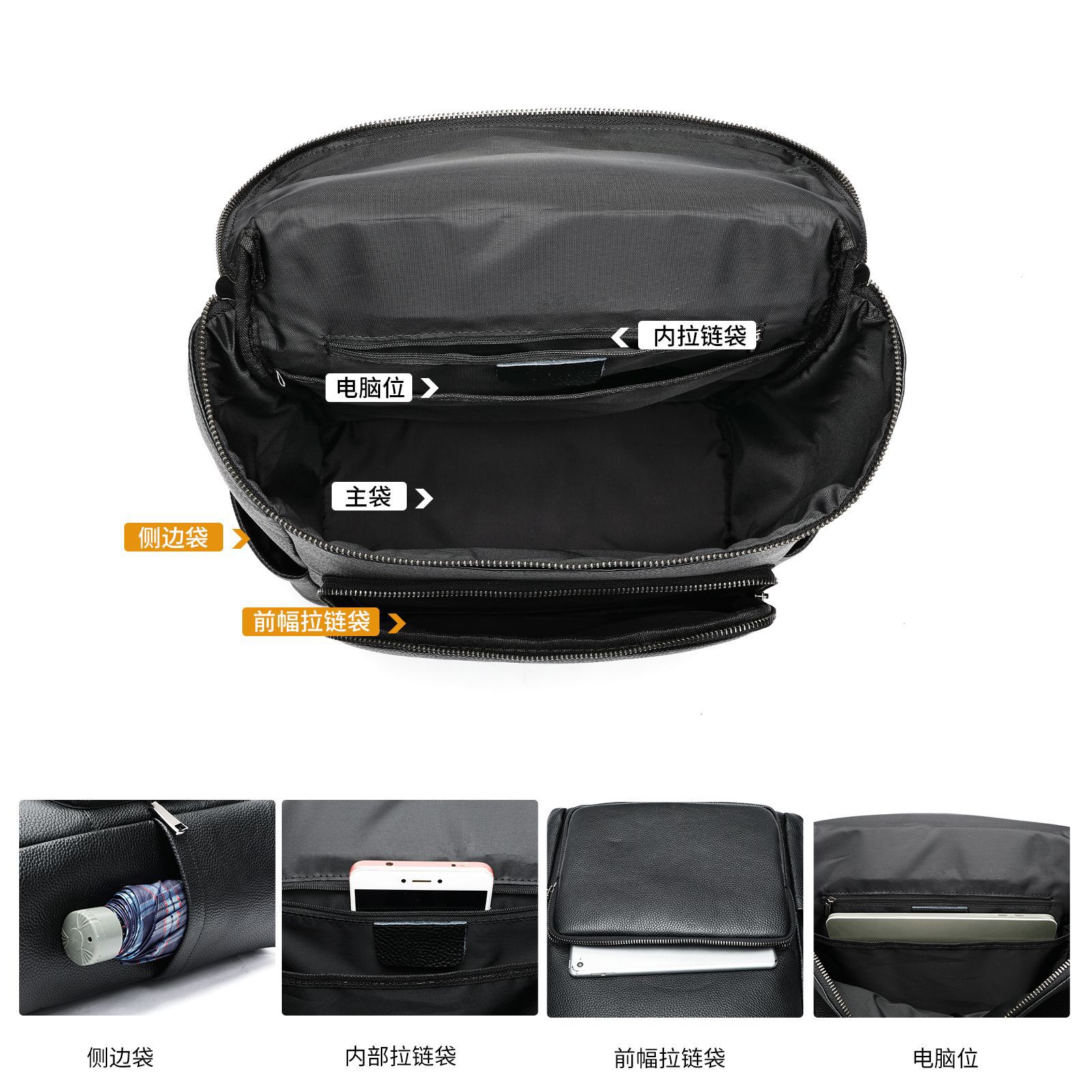 Men's Leather Commuter Casual Laptop Backpack