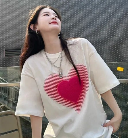 Women's Loose Korean-style Mid-length Short-sleeve Top
