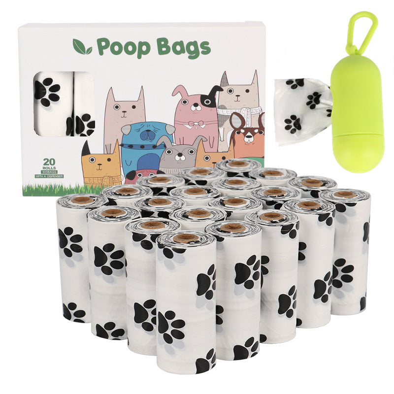 Biodegradable dog poop bags from Bucciato for easy pet waste disposal, shown in a pack with multiple bags.
