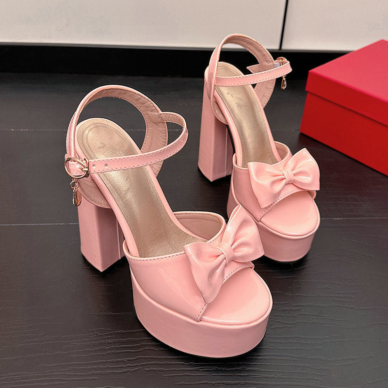 Damen-Sandalen mit Blockabsatz und ultrahohem Absatz, offener Zehenpartie
