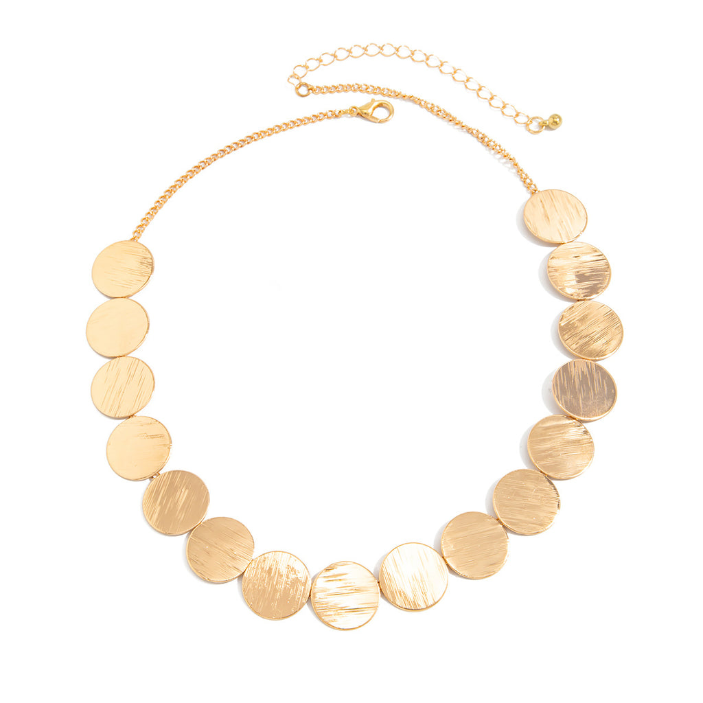 Sleek Trendy Geometric  Round Metal Patchwork Necklace For Commuting