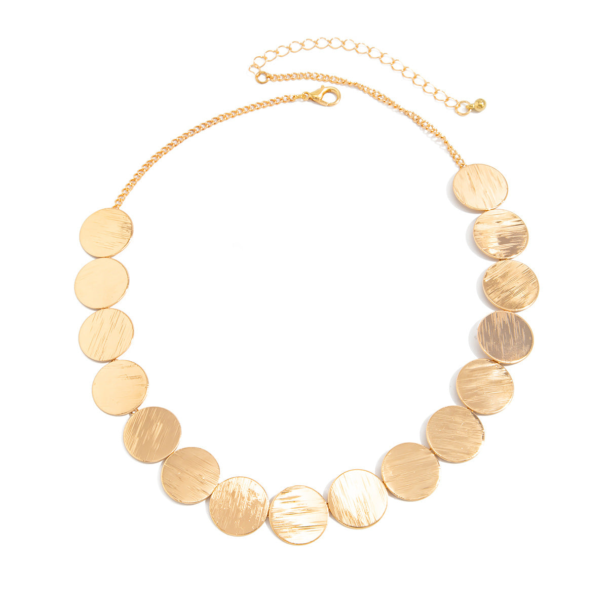 Sleek Trendy Geometric  Round Metal Patchwork Necklace For Commuting