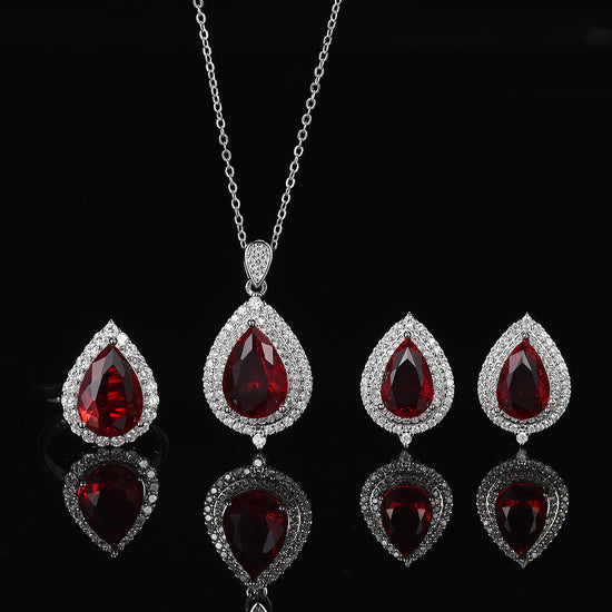 Fashionable Color Gemstone Full-Diamond Waterdrop Zircon Necklace