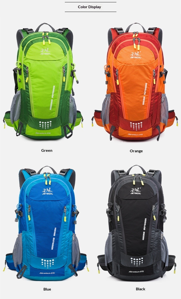 Waterproof Oxford fabric hiking backpack with dual-shoulder straps, suitable for trekking and outdoor travel by Bucciato.