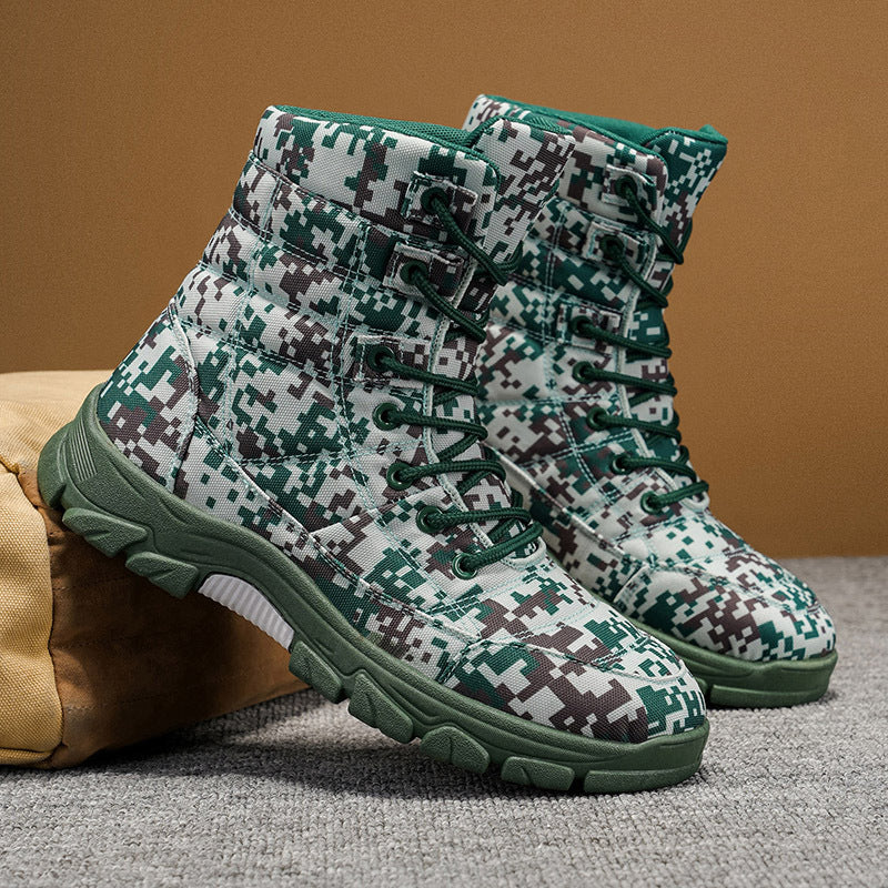 Fleece Lined Warm Plus Size Camouflage Hiking Boots With Thick Soles perfect For Outdoor And Snowy Conditions