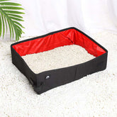 Foldable waterproof pet litter box made of Oxford cloth, portable and lightweight for easy cleaning and travel.