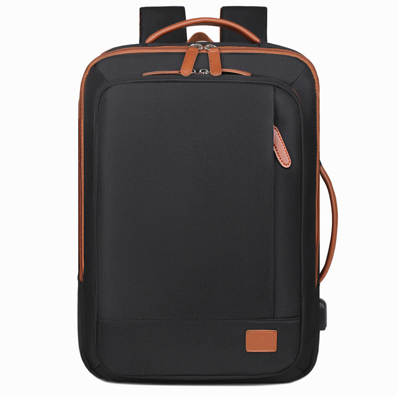 Business shoulder bag in black leather with adjustable strap and multiple compartments, designed for professional use.