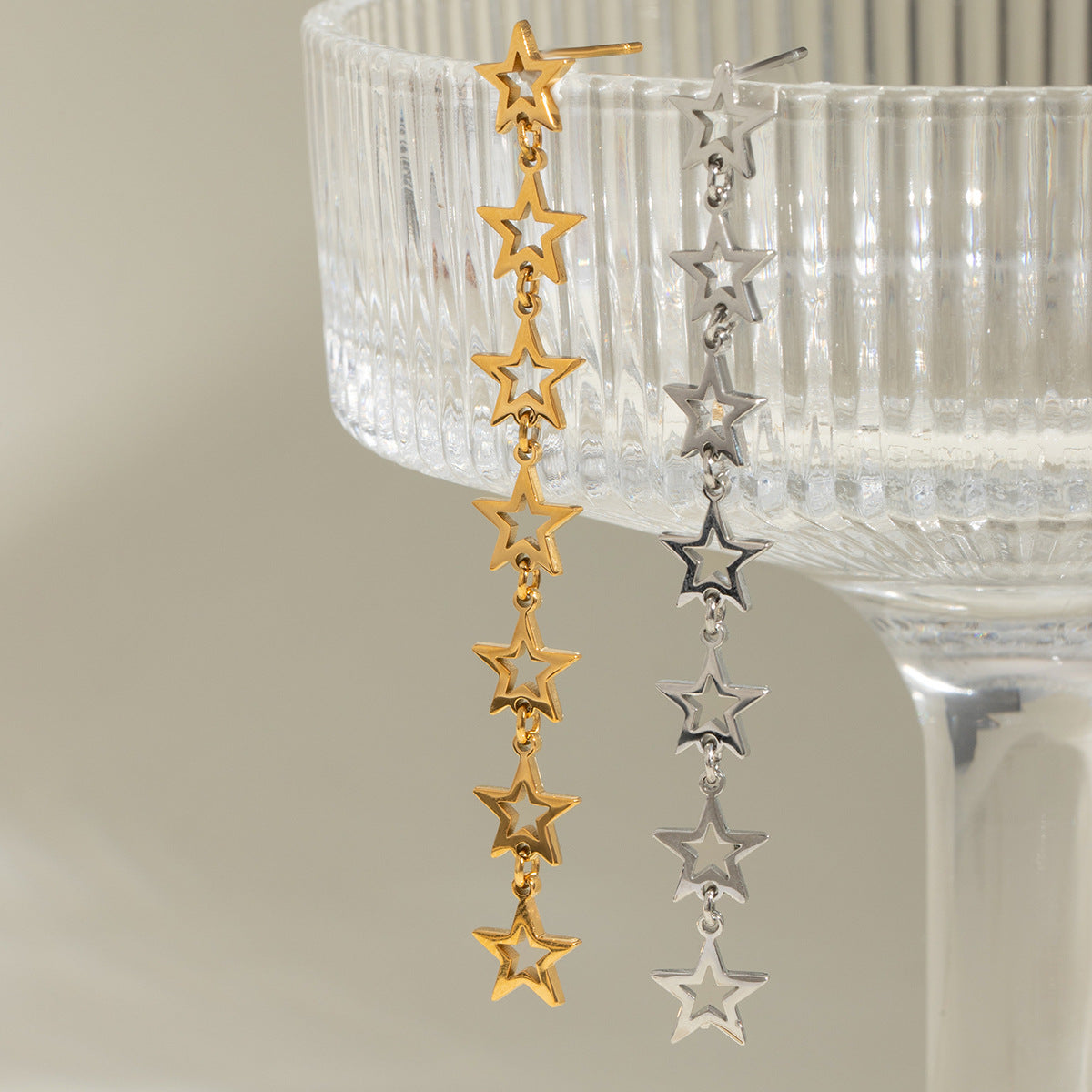 Stainless Steel Star Earrings For A High-End