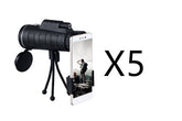 Bucciato monocular telescope with zoom, built-in compass, phone clip, and tripod for outdoor viewing and wildlife observation.