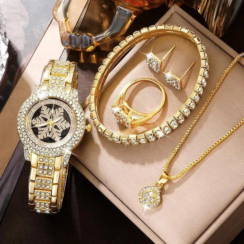 Luxus-Schmuckset mit fünf Strasssteinen und Schneeflockenmuster