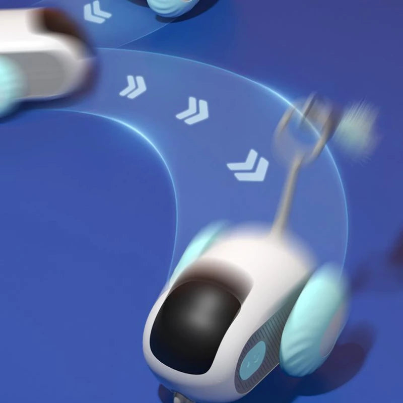 Interactive cat toy car from Bucciato with remote control, USB charging, moving and chasing features for pets.