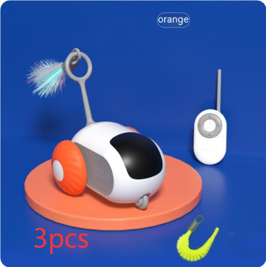 Bucciato smart control cat toy car with remote, USB charging, self-moving, and interactive features for playful pets.