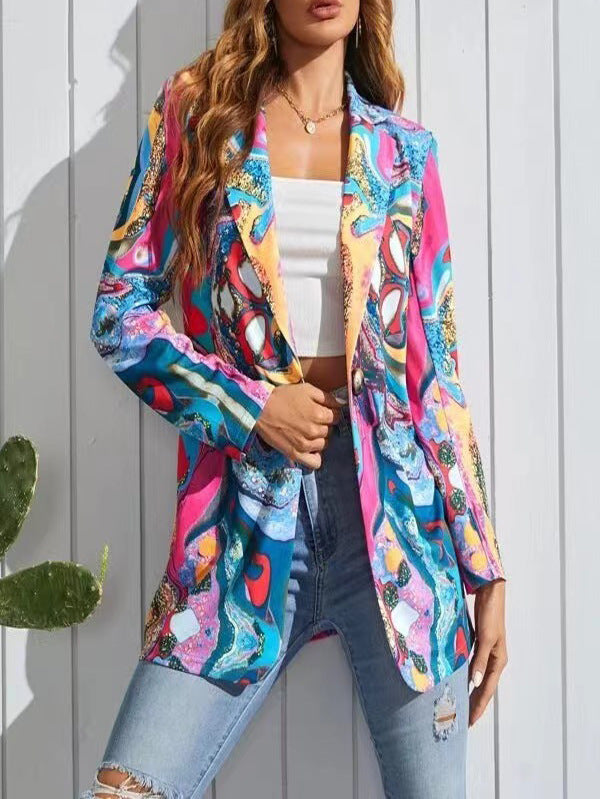 European and American style colorful casual suit from Bucciato, featuring high-quality fabric and vibrant spring and autumn fashion design.