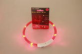 Pet flashing collar with glowing LED light, USB rechargeable safety collar for dogs, ideal for night walks and visibility.