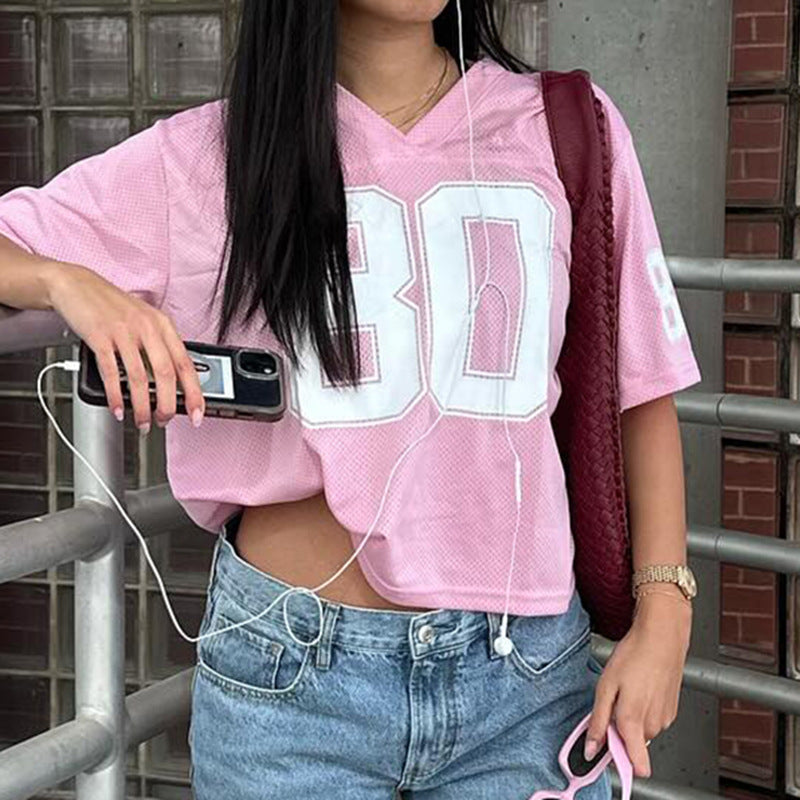 Unisex Street Tide digital print loose V-neck short sleeve T-shirt in vibrant colors, stylish streetwear by Bucciato.