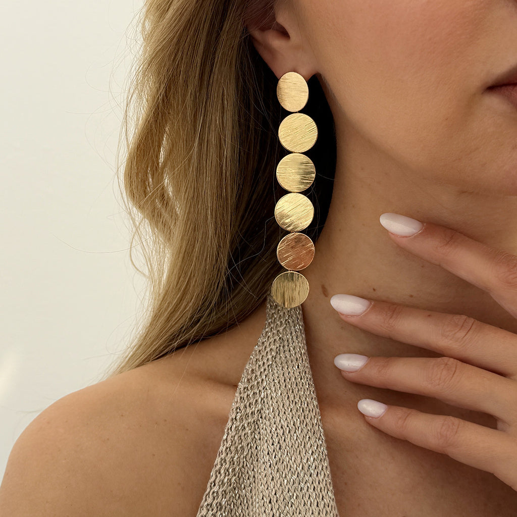 Sleek Trendy Geometric  Round Metal Patchwork Necklace For Commuting
