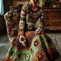 Vintage-Damenpullover mit Zopfmuster und langen Ärmeln