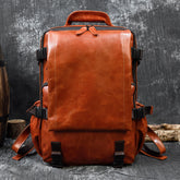 Large cowhide shoulder computer bag with multiple compartments, designed for carrying laptops and accessories in a stylish, durable style.