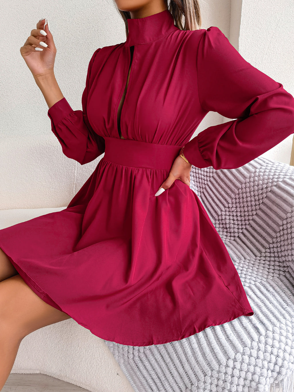 Women   Sexy Cutout Tie Waist Flowy Dress