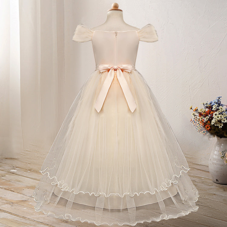 One-shoulder princess flower dress costume in pink with floral details, perfect for dress-up or costume events.