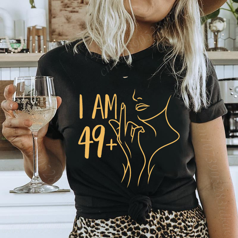 Women's Letter-Print Loose T-Shirt Casual Crew-Neck Top