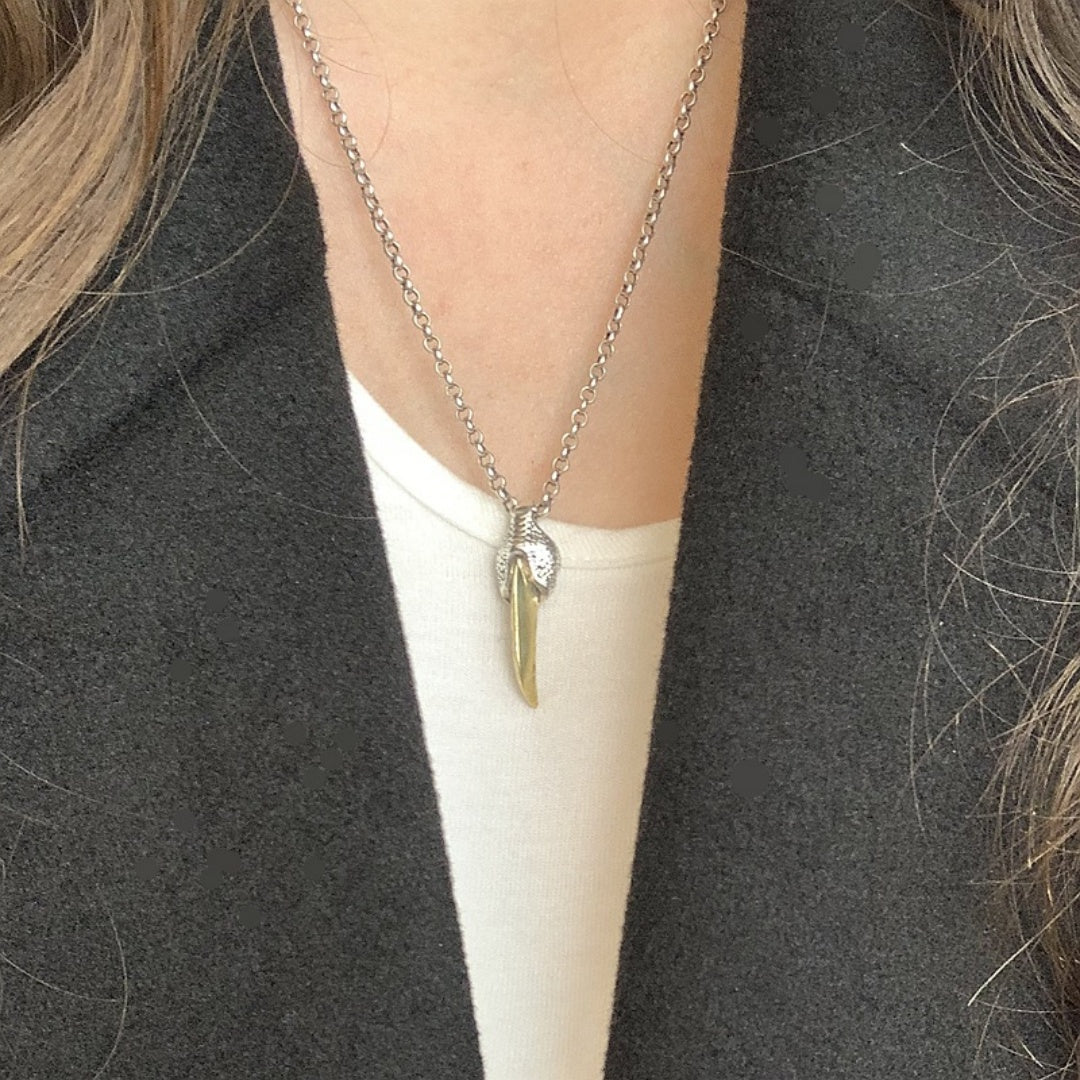925 Sterling Silver Vintage Style Dinosaur Eagle Claw Gold Pendant