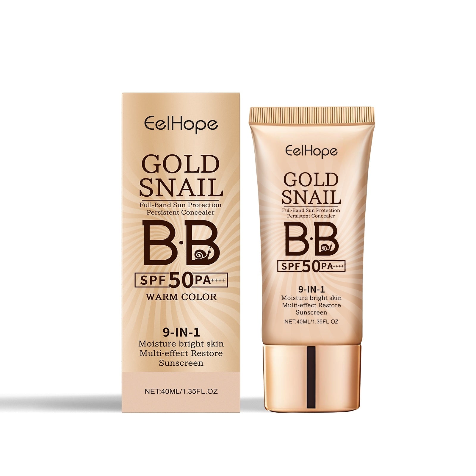 Golden Snail Sunscreen BB Cream, “Repair, Protect, Glow — All in One.”