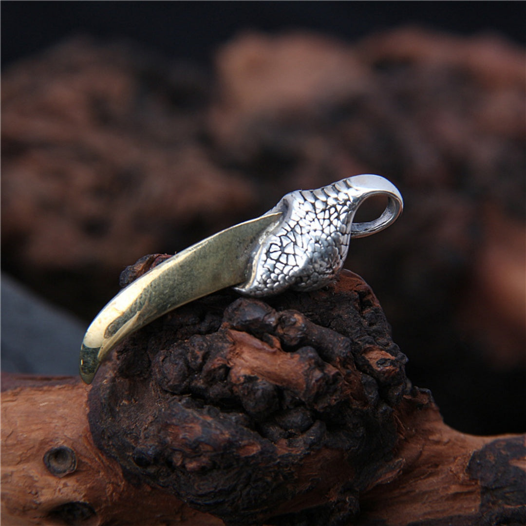 925 Sterling Silver Vintage Style Dinosaur Eagle Claw Gold Pendant