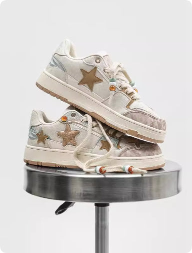 High-end Platform Sneakers With Star Pattern For Couples