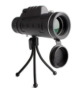 Bucciato compatible monocular telescope with zoom, built-in compass, phone clip, and tripod for outdoor viewing and navigation.