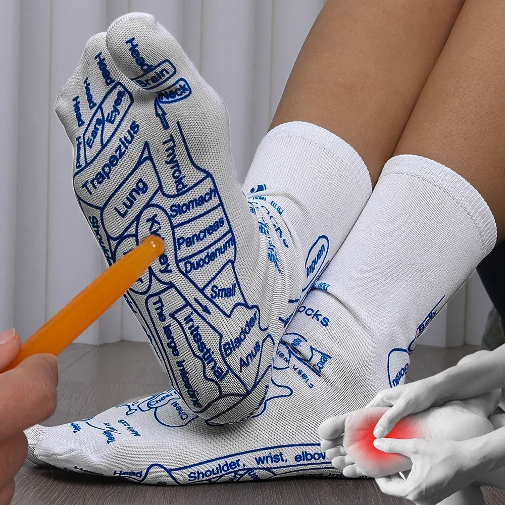 Bucciato foot massager reflexology socks with acupressure points for relieving tired feet and promoting foot health.