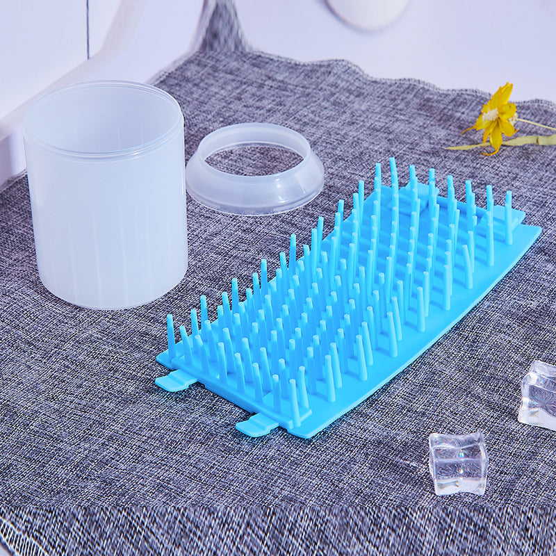 Pet paw cleaner kit with soft brush cup for cleaning pet paws, designed for easy and gentle paw cleaning.