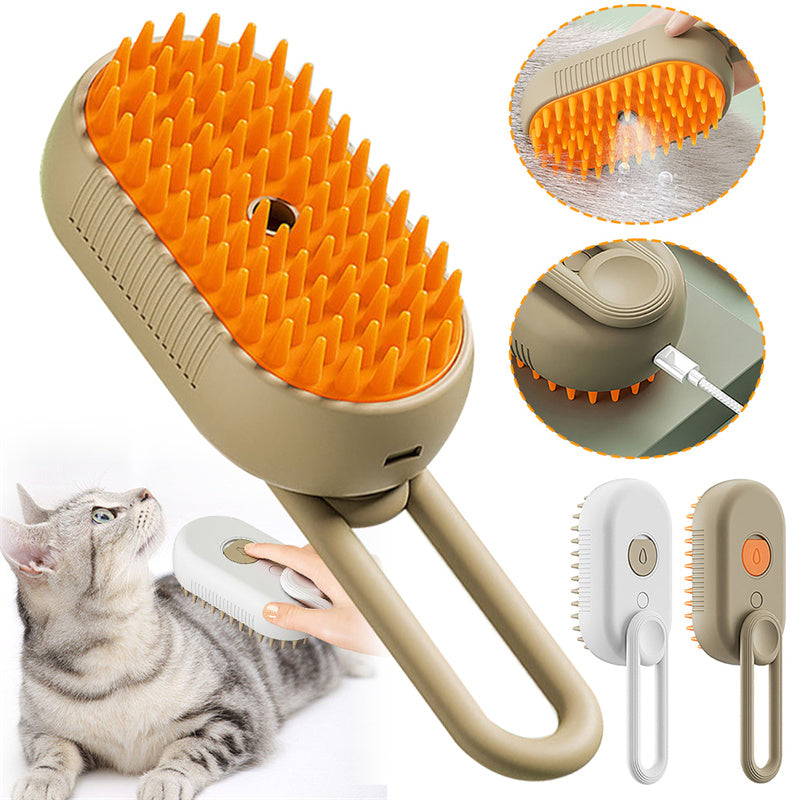 Dampfbürste für Katzen, Dampfbürste für Hunde, 3-in-1 elektrische Sprühbürste für Katzenhaare zur Massage, Tierpflegekamm, Haarentfernungskämme, Haustierprodukte