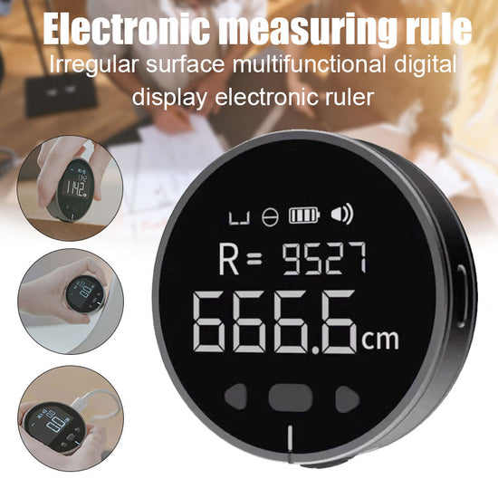 Electronic distance measuring instrument with digital LCD display, high precision electronic ruler and tape measure by Bucciato.