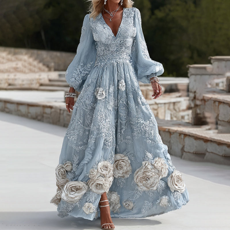European And American Women's V-Neck Maxi Dress