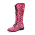 Glittery round-toe mid-heel over-the-knee boots with front lacing, stylish women&
