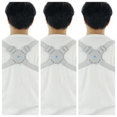 Adjustable smart back posture corrector in black with straps, designed to improve spinal alignment and posture support.