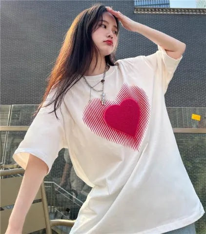 Women's Loose Korean-style Mid-length Short-sleeve Top