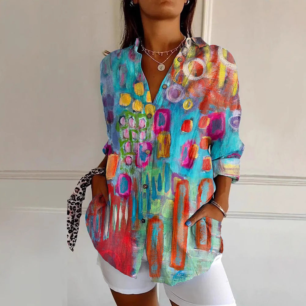 Women's Floral Pattern 3D Printed Long-Sleeve Shirt