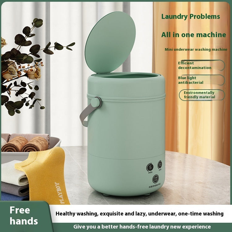 Portable mini turbo automatic washing machine in white with control panel and compact design for convenient laundry.