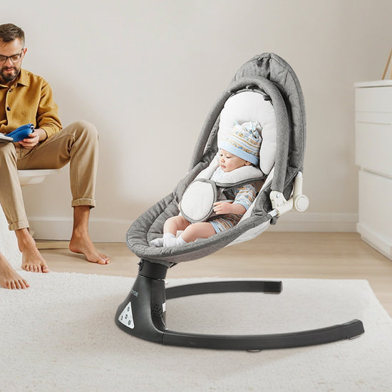 Baby Swing For Infants 5 Speeds 3 Seat Positions Remote Control Toy Bar 3 Toys