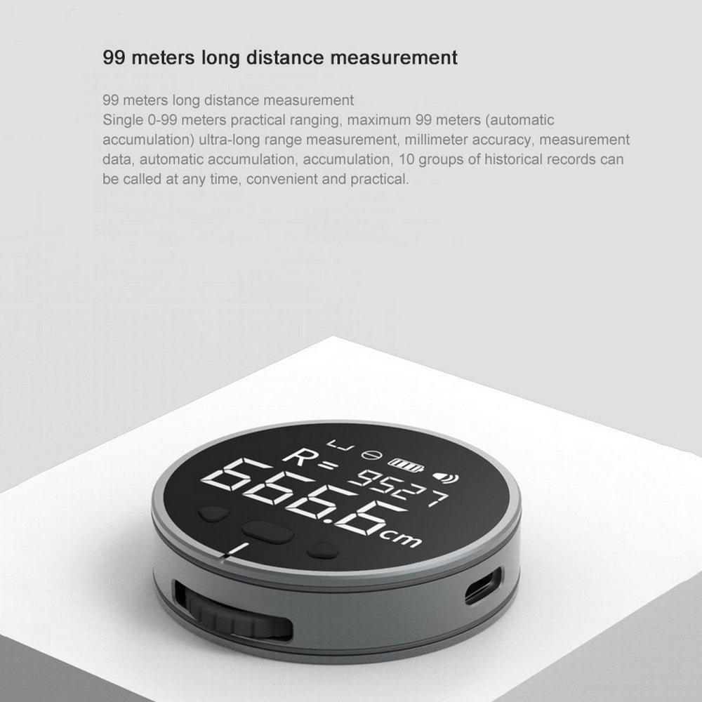 Electronic distance measuring instrument with digital LCD display, high precision electronic ruler and tape measure by Bucciato.